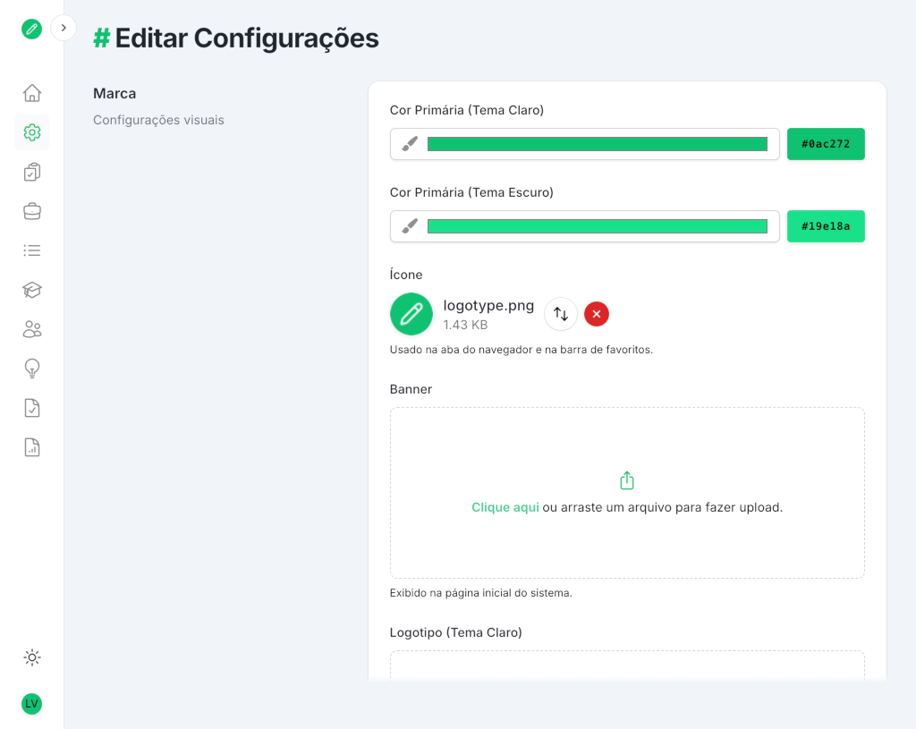 Personalização de temas
